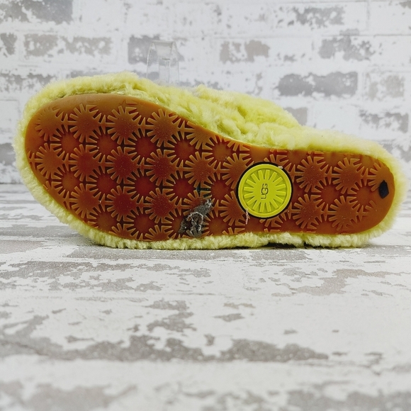 Ugg Fluff Yeah Striped Yellow Grey Wool Slingback Slippers V50 - Picture 8 of 12